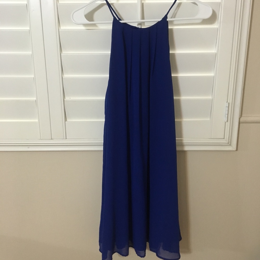 LUSH high neck shift dress royal blue